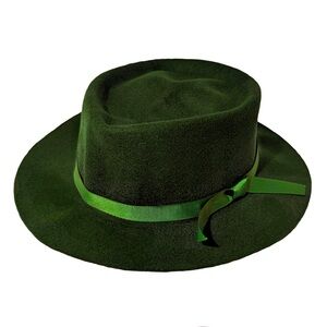 Vintage Spruce Green Genuine Effanem 100% Wool Crusher Hat